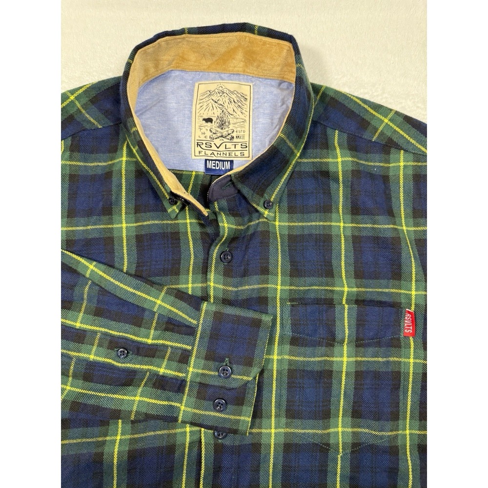 RSVLTS The Roosevelts Green Checkered Flannel Button Down shirt Mens M